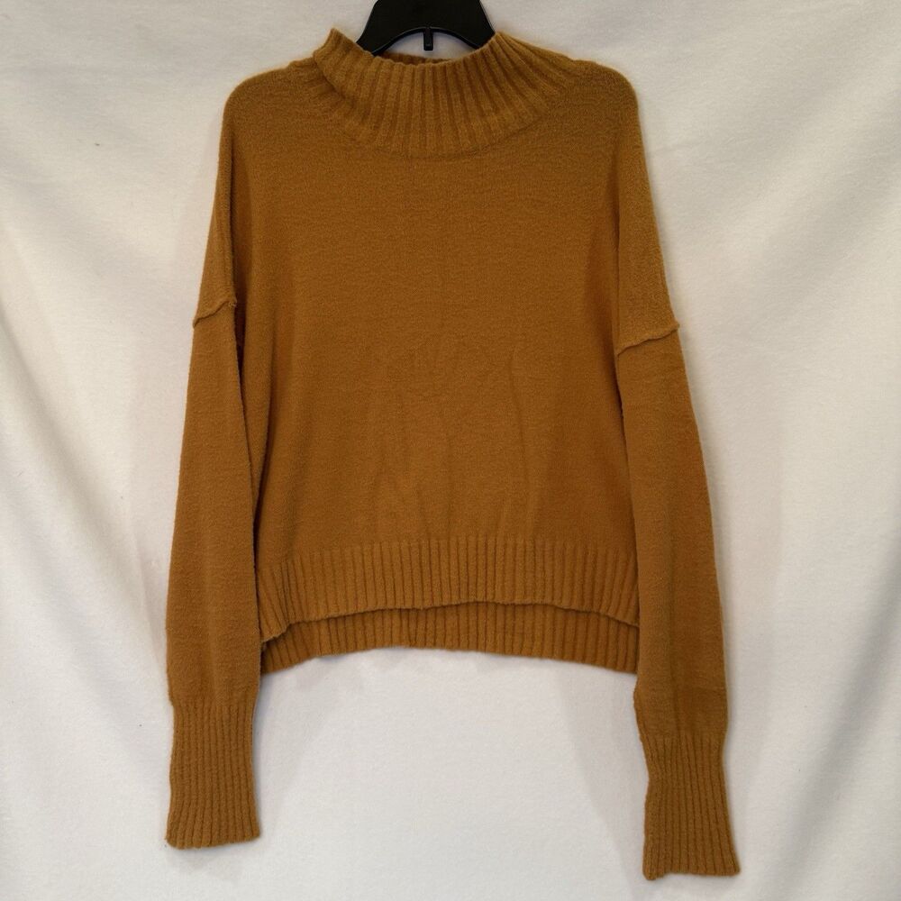 Women’s FREE PEOPLE Tan/Orange Oversized Turtleneck Sweater Size L